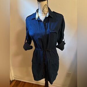 Rag & Bone Navy Shirtdress with Cream Accents